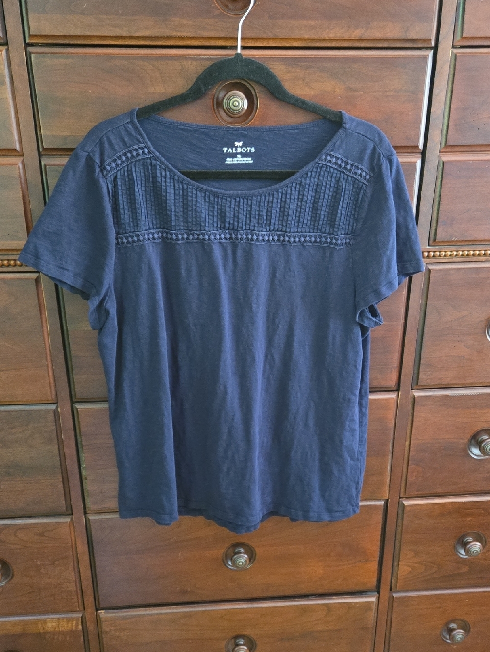 Talbot's All Cotton Short Sleeve Top. Navy Size XL
